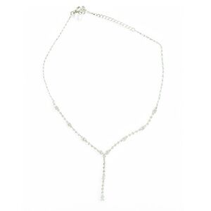 Vintage Y2K Claire’s Faux Diamond Silver V Shaped Necklace Jewelry Accessory